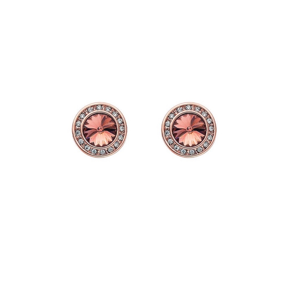 Pink Swarovski Crystal and Rose Goldtone Earrings NWT